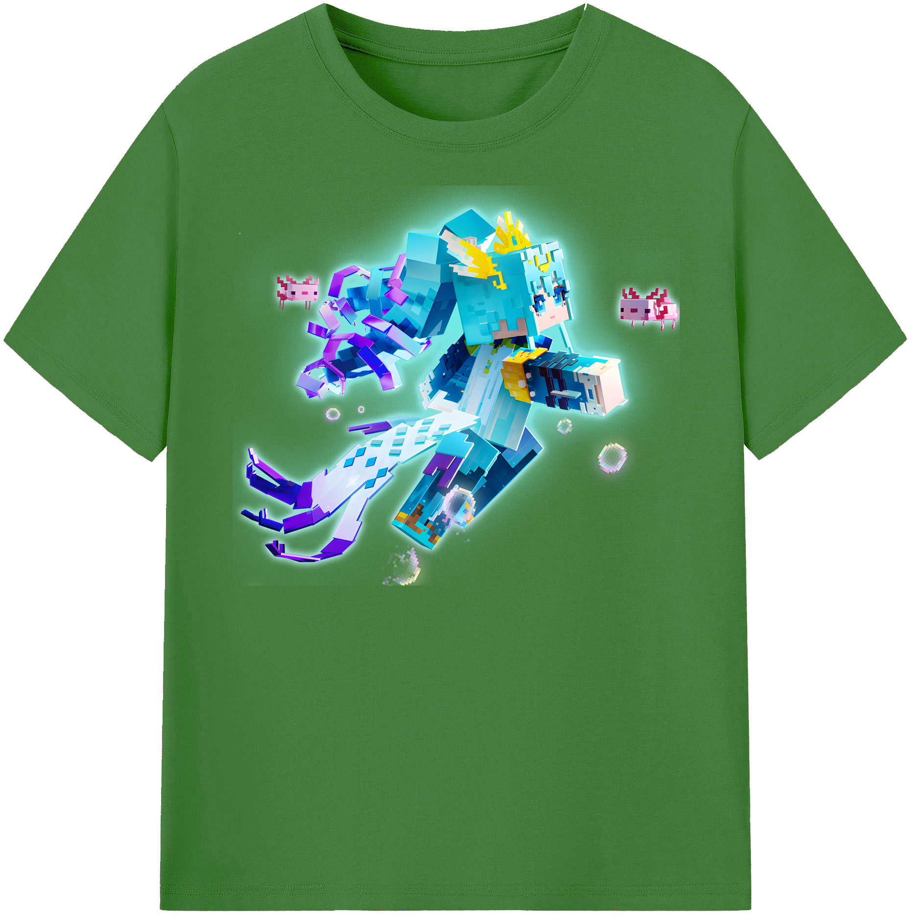 （画像用） マインクラフト ブロックの世界 Minecraft MC Block world レディースカジュアルプリントTシャツ（綿100％）